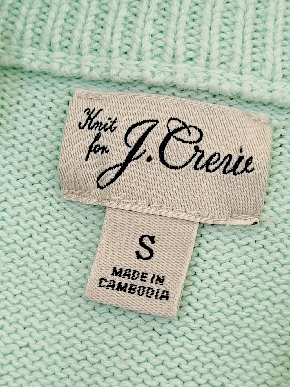 J.CREW Handknit Heritage Cotton Crewneck Sweater In Pistachio Green Small